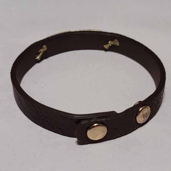 Faux-Leather Spiritual Brown Bracelet with Gold-Tone Faith Plaque - Picture 6 of 8